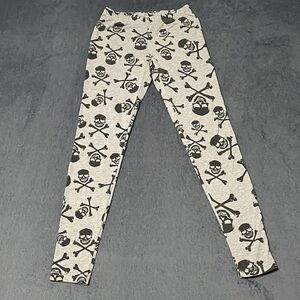 7 Bar Leggings Womens S Gray Black Skull Crossbones Thin Elastic Waist Stretch